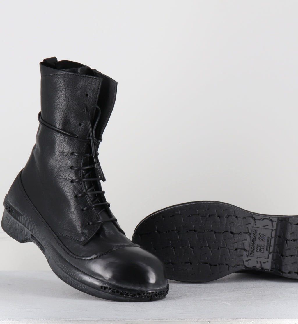 Bottines ) lacets en cuir noir semelle gomme - 83601B KURNI NERO