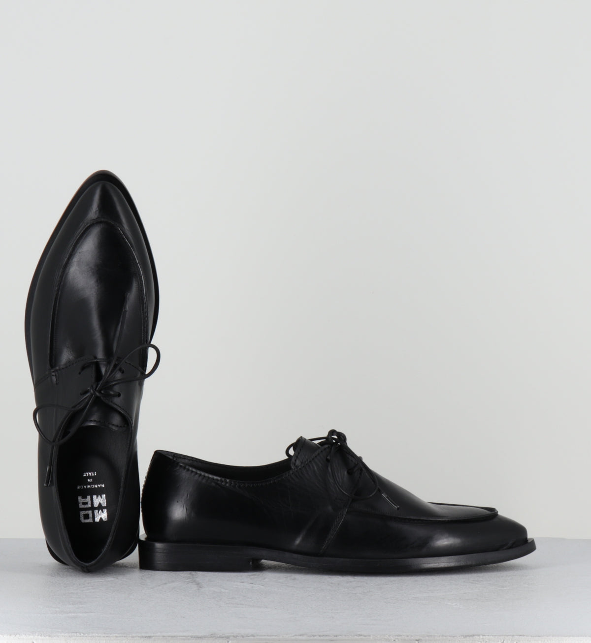 Derby pointu à lacets en cuir noir - 85604A COLORADO NERO