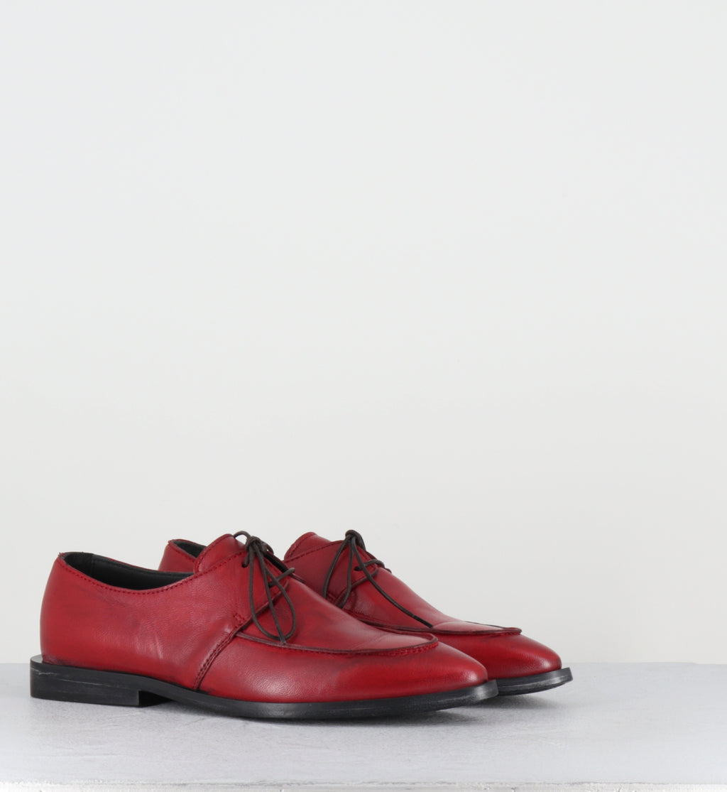 Derby à lacets en cuir rouge bout pointu - 85604A COLORADO ROSSO