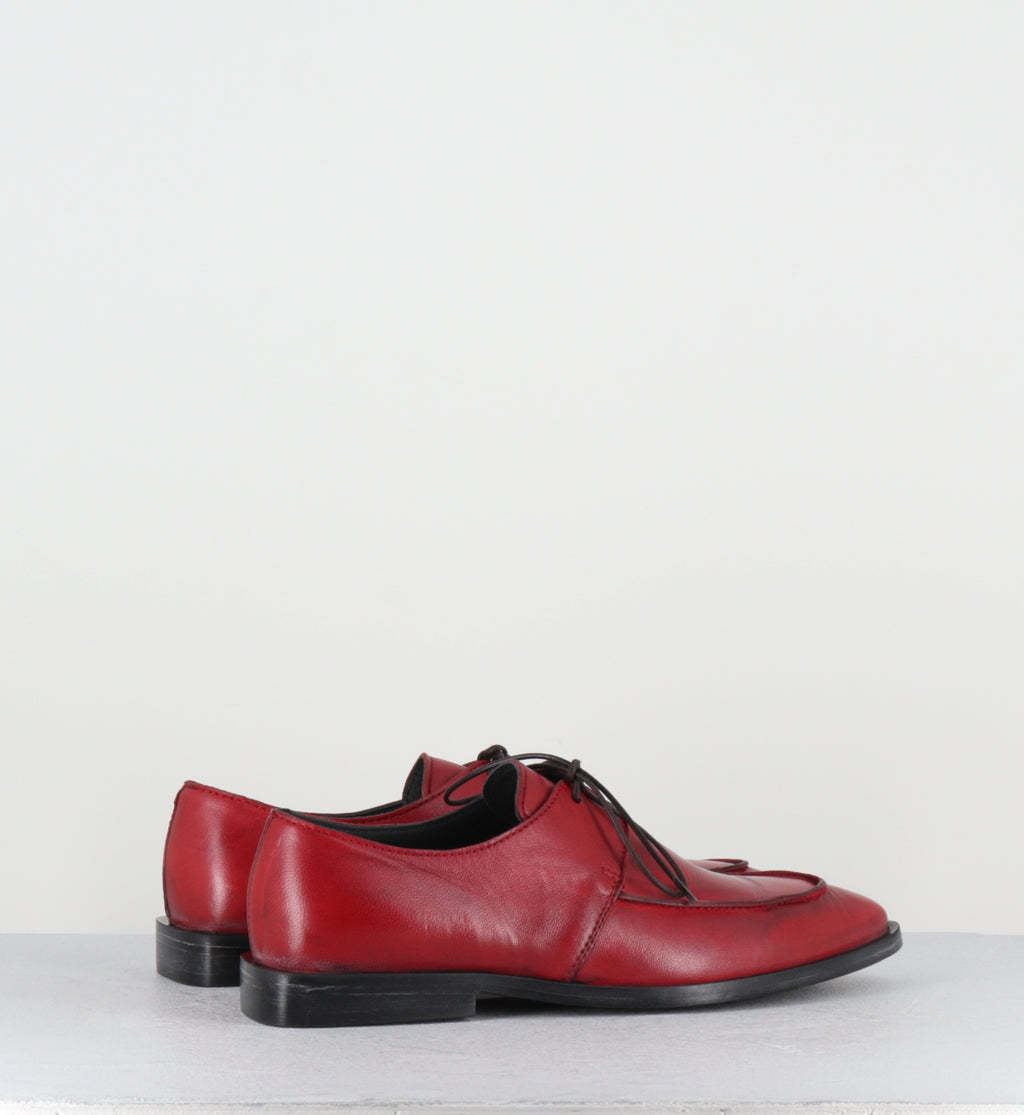 Derby à lacets en cuir rouge bout pointu - 85604A COLORADO ROSSO