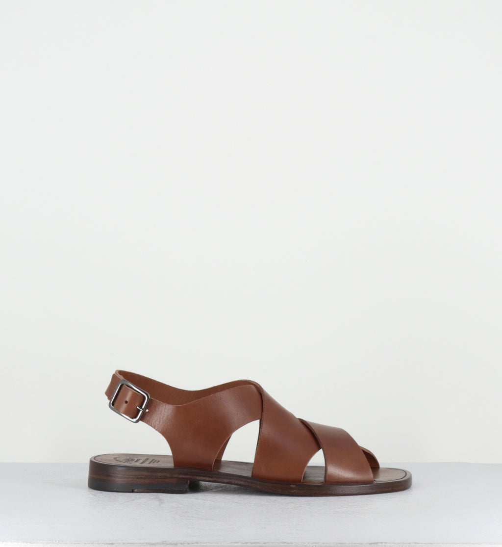 Sandales plates en cuir camel - GANEMA 103 TOSCANELLO