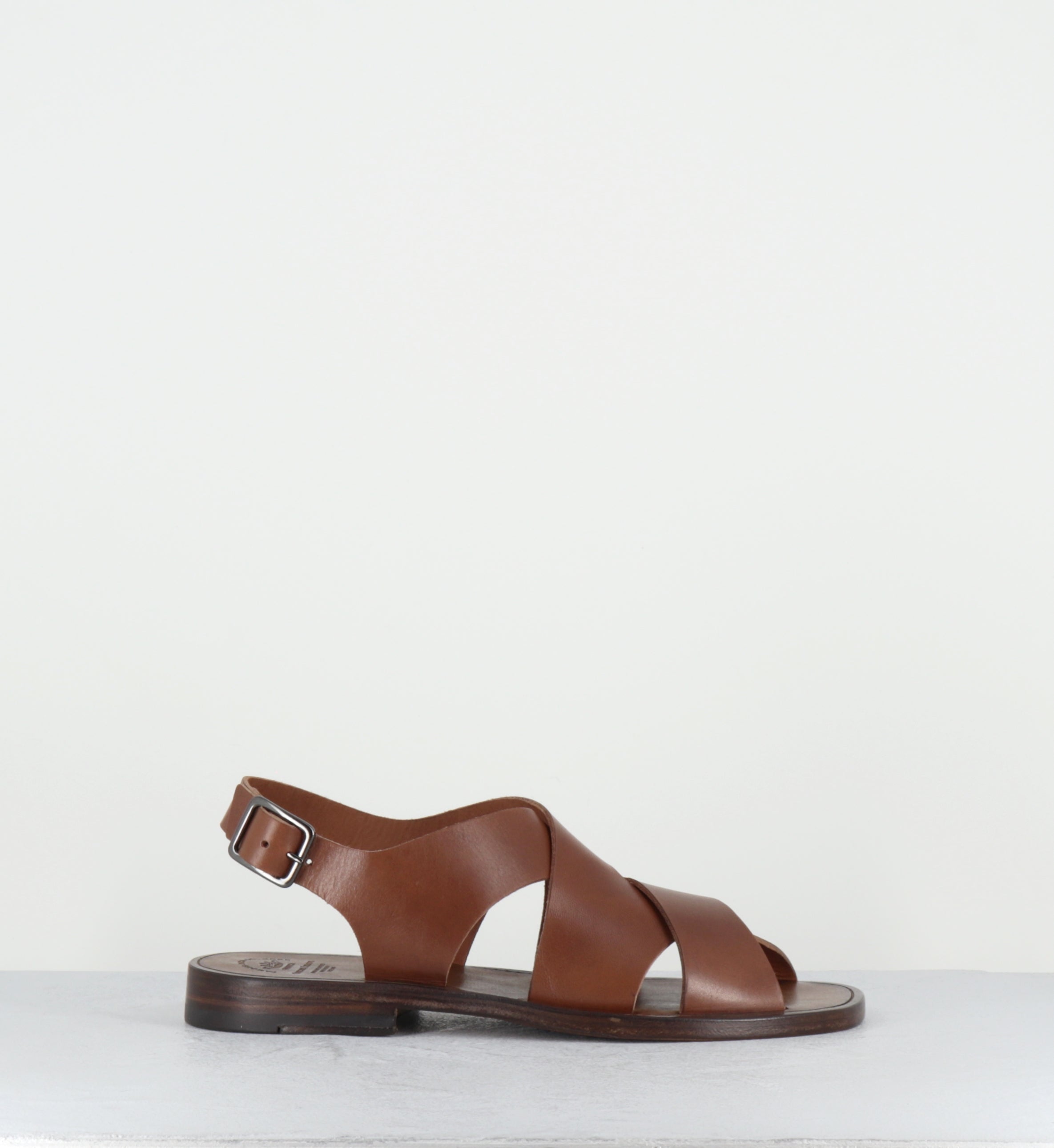 Sandales plates en cuir camel - GANEMA 103 TOSCANELLO