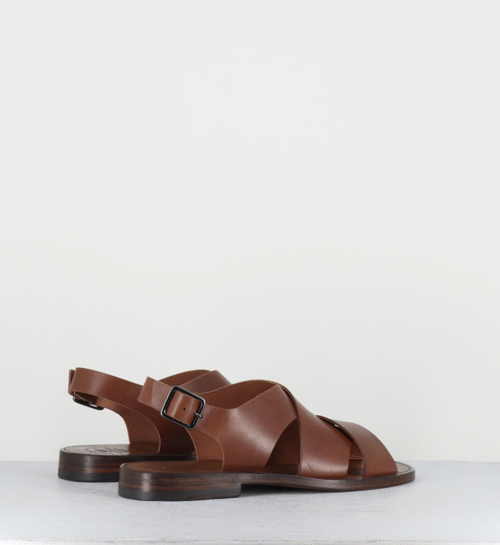 Sandales plates en cuir camel - GANEMA 103 TOSCANELLO