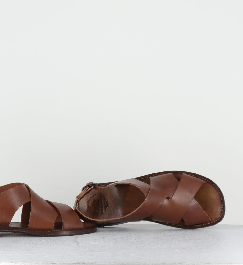 Sandales plates en cuir camel - GANEMA 103 TOSCANELLO