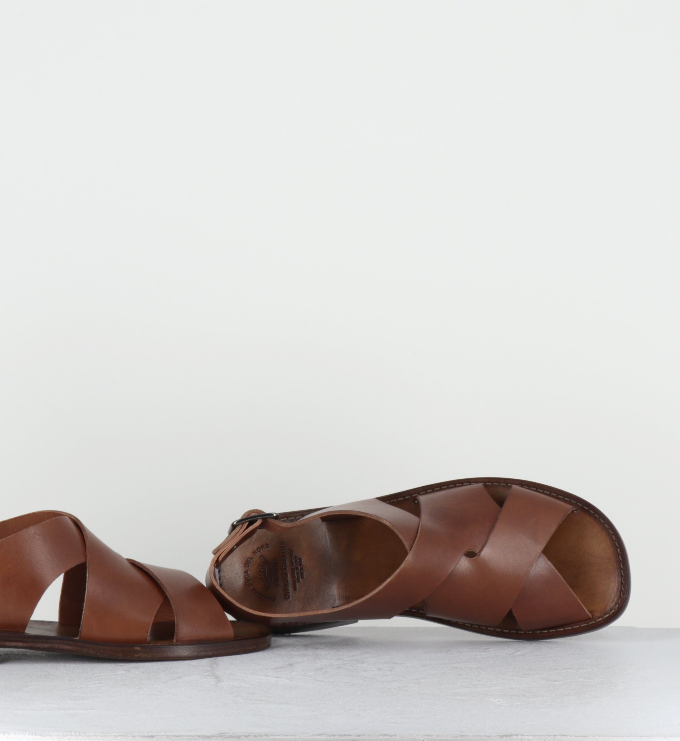 Sandales plates en cuir camel - GANEMA 103 TOSCANELLO