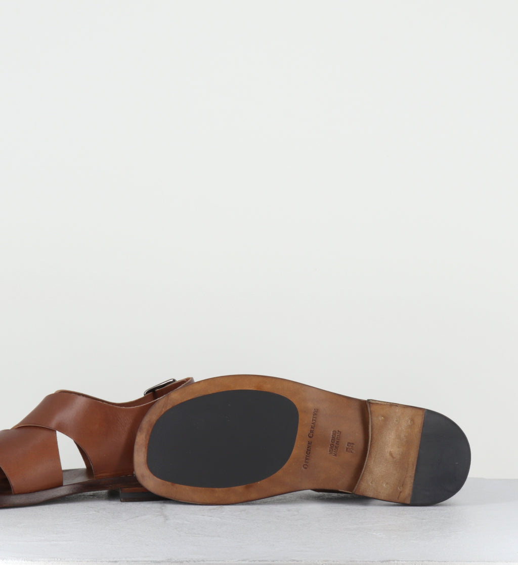 Sandales plates en cuir camel - GANEMA 103 TOSCANELLO