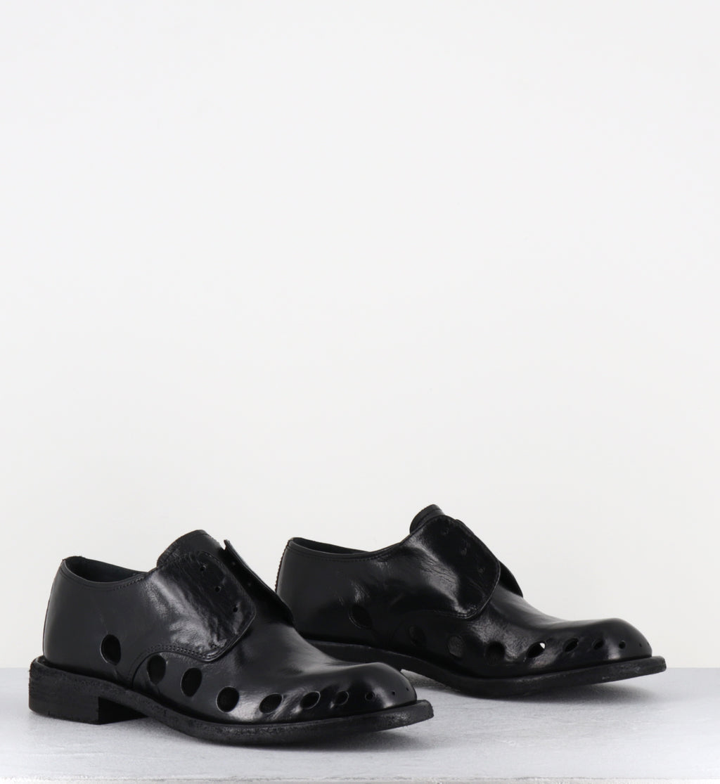 Derby en cuir noir ajouré - RUGGED 104 NERO