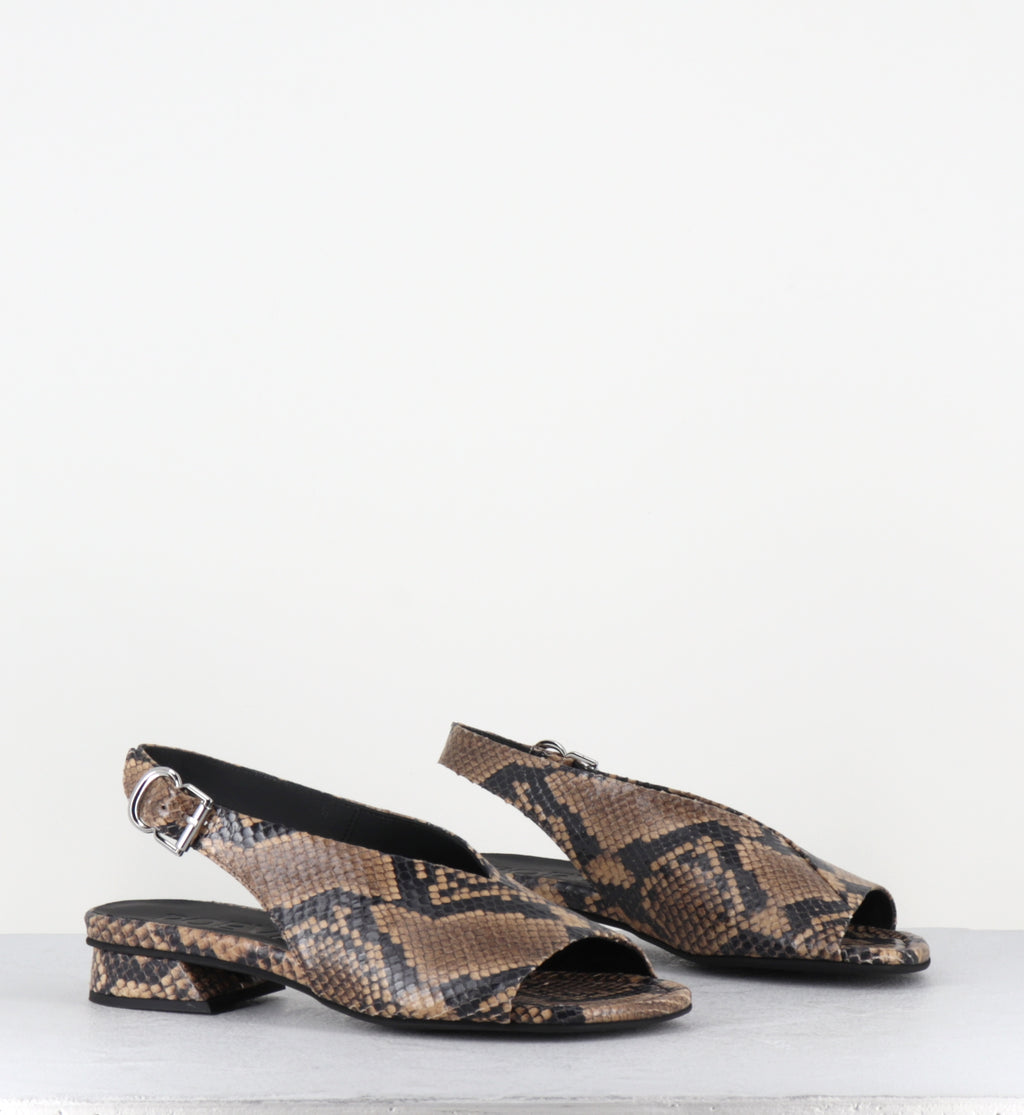 Sandales en cuir imprimé serpent - 10MM22 DIAMANTE SABBIA