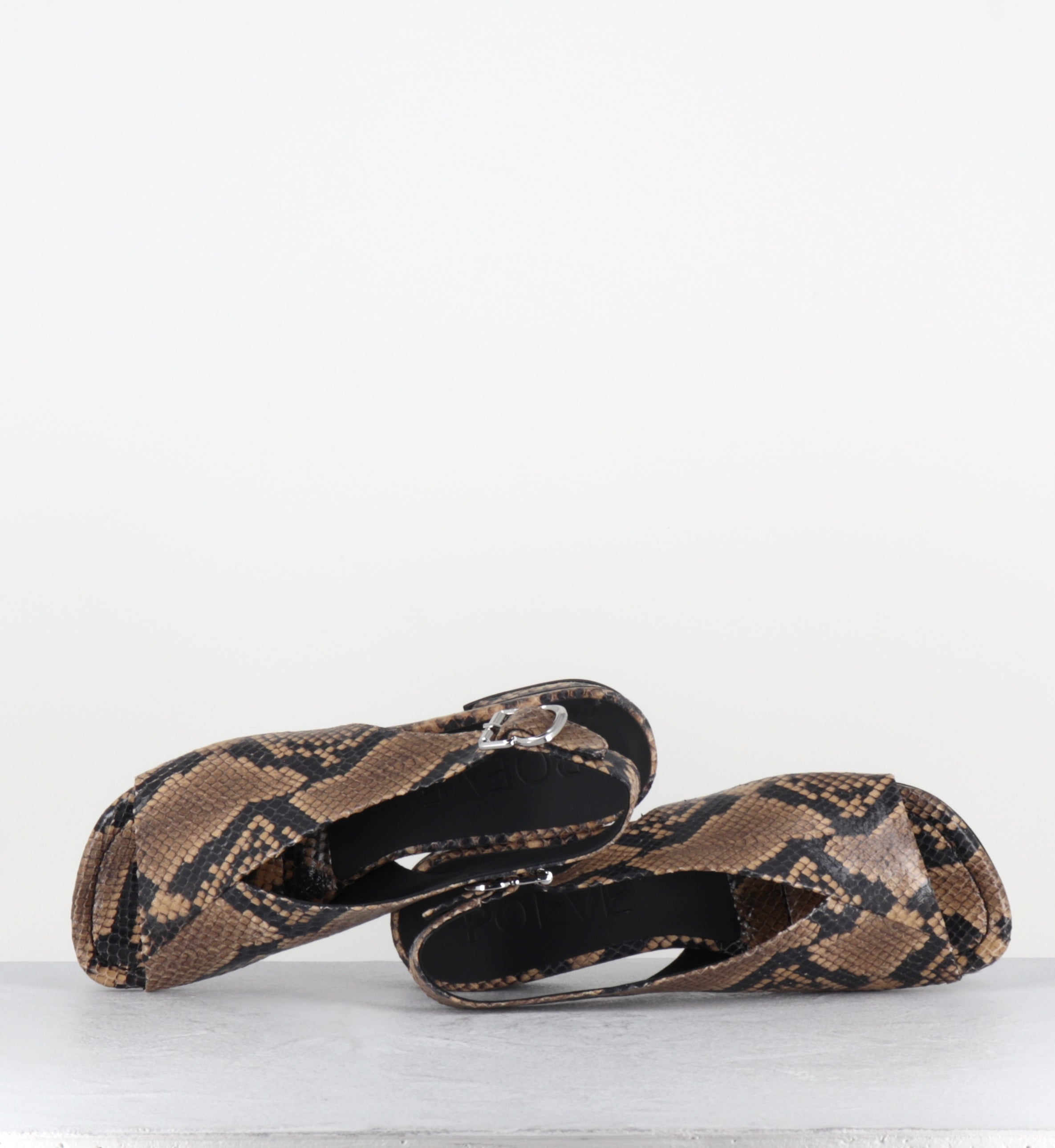 Sandales en cuir imprimé serpent - 10MM22 DIAMANTE SABBIA