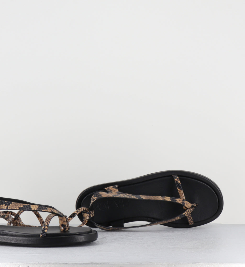 Sandales plates en cuir noir - ARE10 DIAMANTE SABBIA