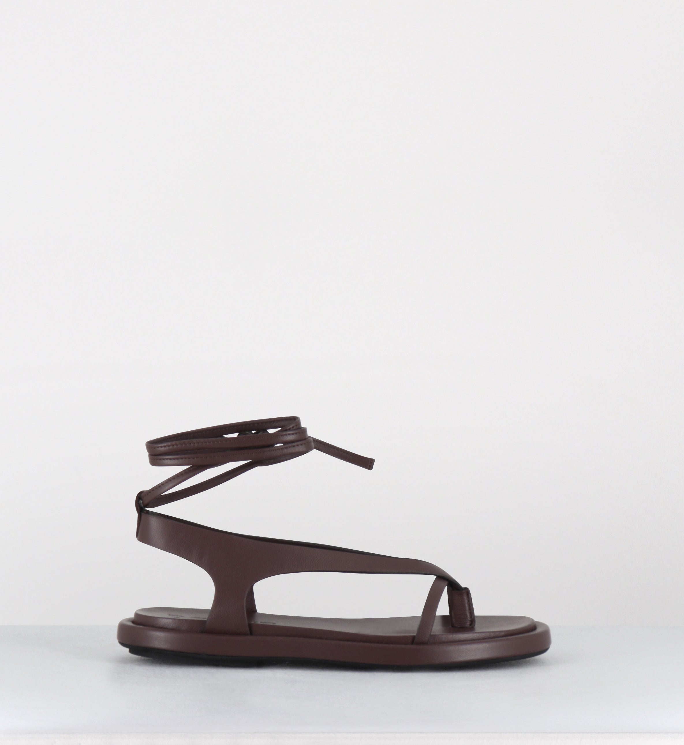 Sandales plates en cuir bordeaux - ARE10 MONTECARLO CAFFE