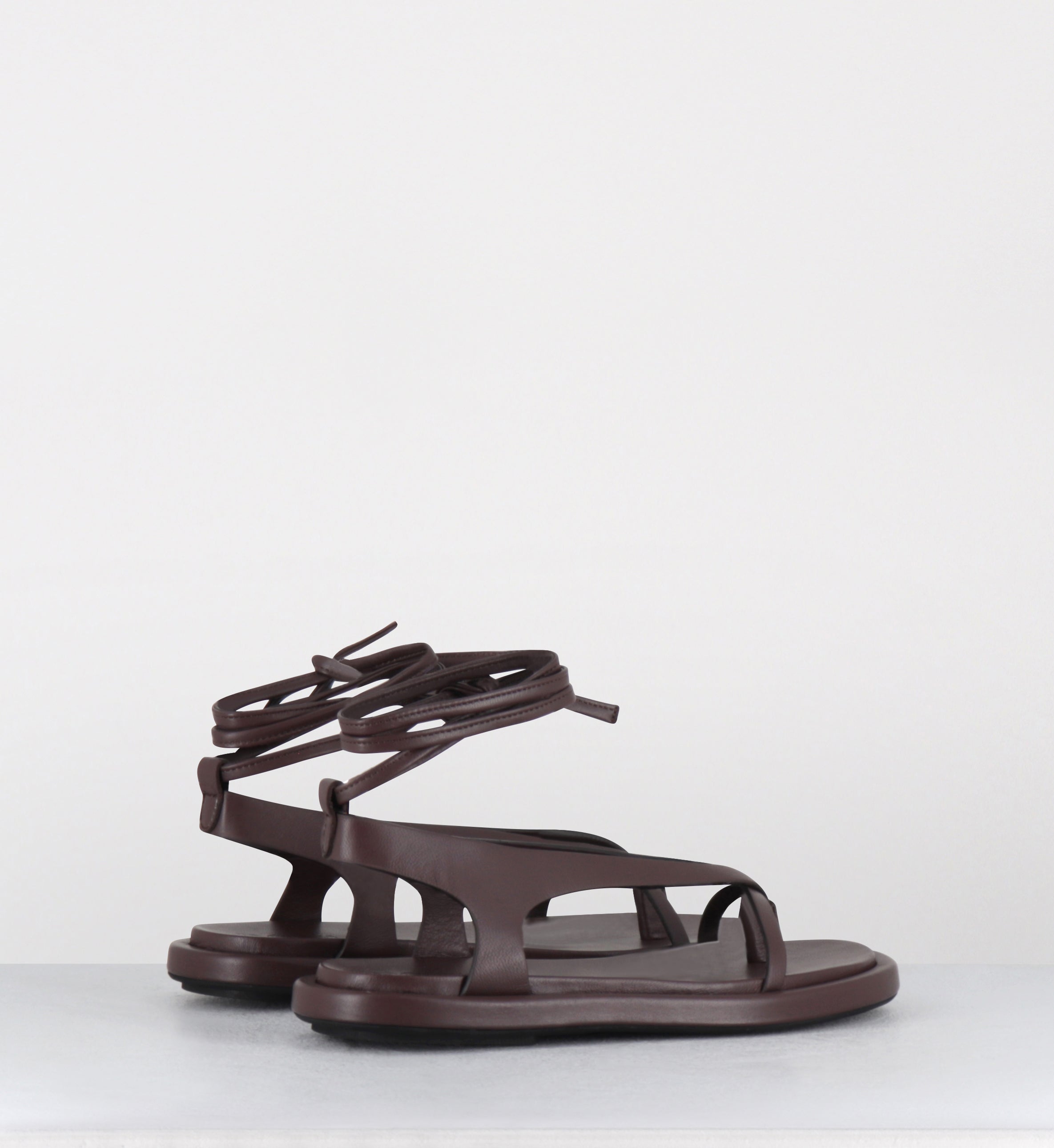 Sandales plates en cuir bordeaux - ARE10 MONTECARLO CAFFE
