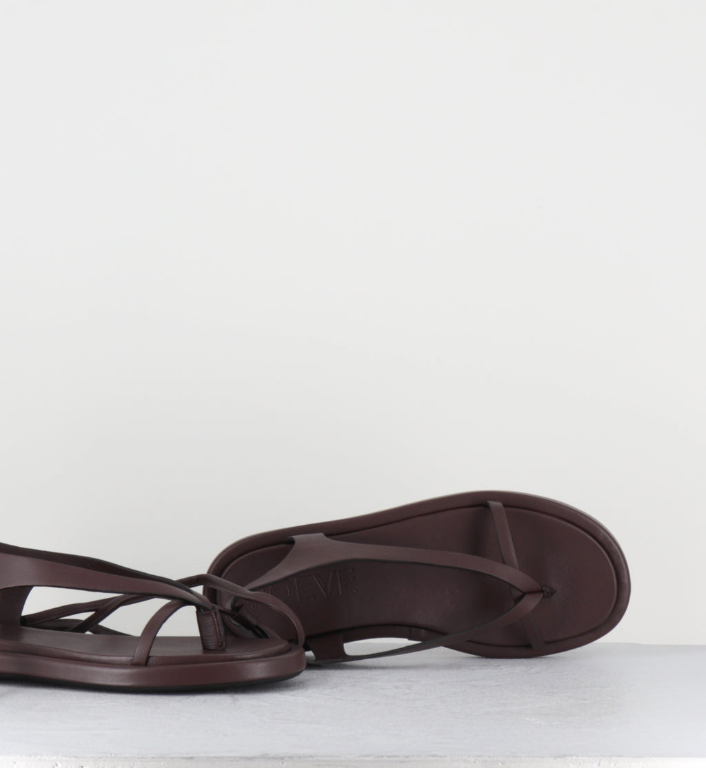 Sandales plates en cuir bordeaux - ARE10 MONTECARLO CAFFE