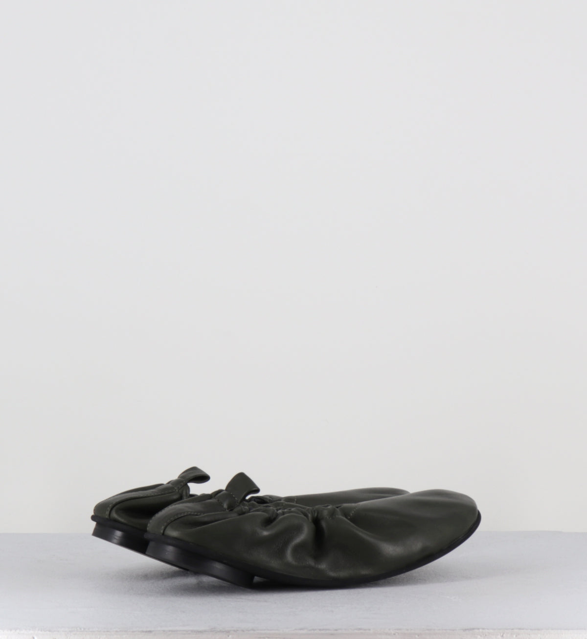 Ballerines à élastique en cuir khaki- CJS50  PORTO SAVANA