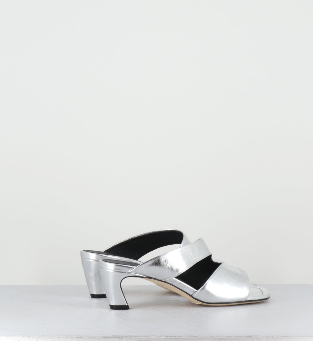 Mules en cuir argent bout carré - DDE26 NALA ARGENTO