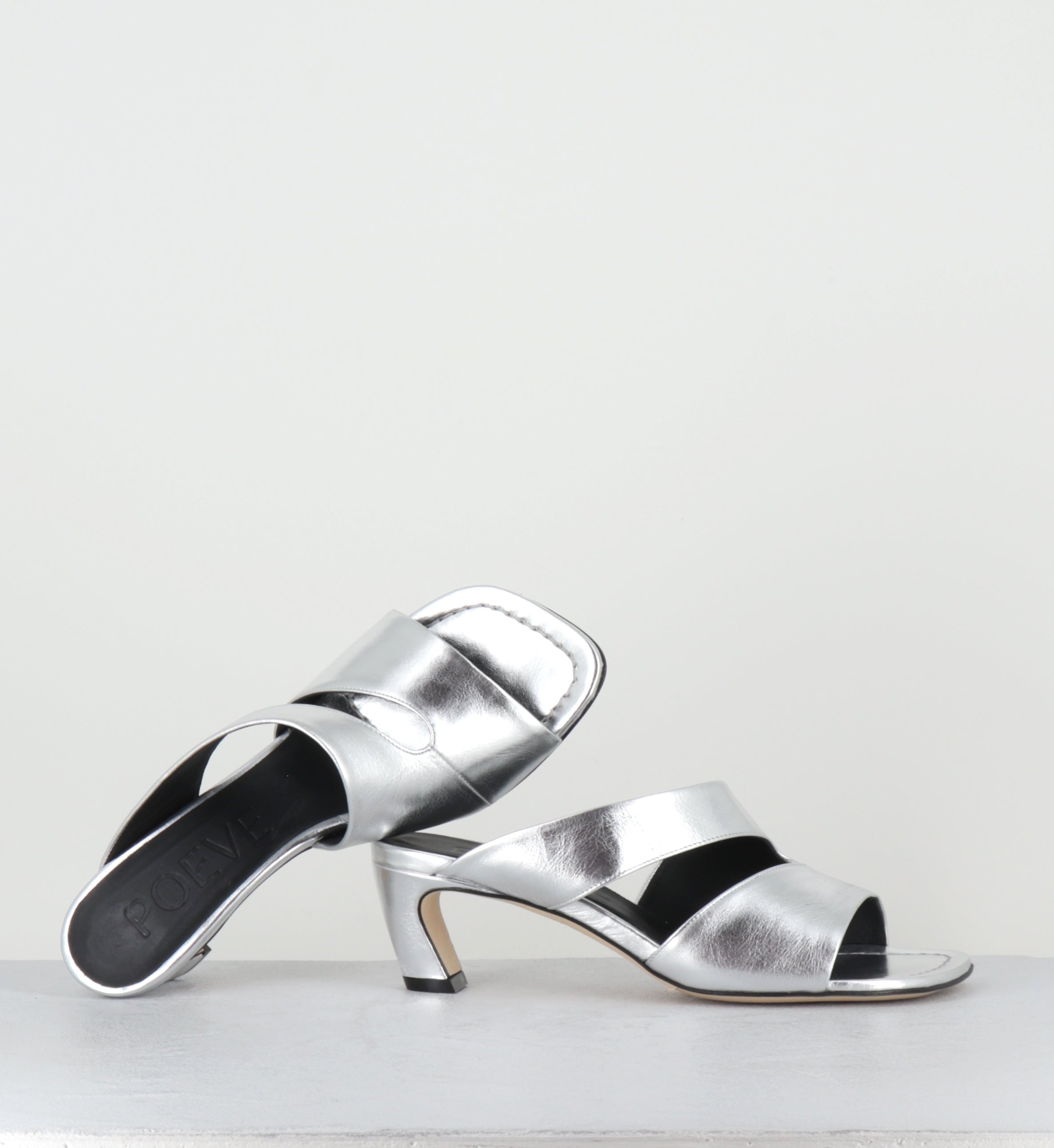 Mules en cuir argent bout carré - DDE26 NALA ARGENTO