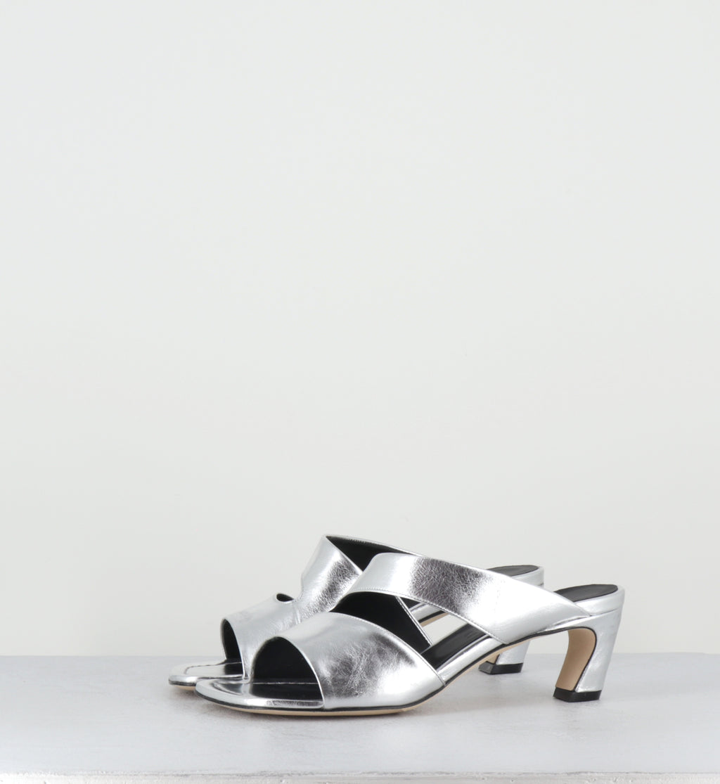 Mules en cuir argent bout carré - DDE26 NALA ARGENTO