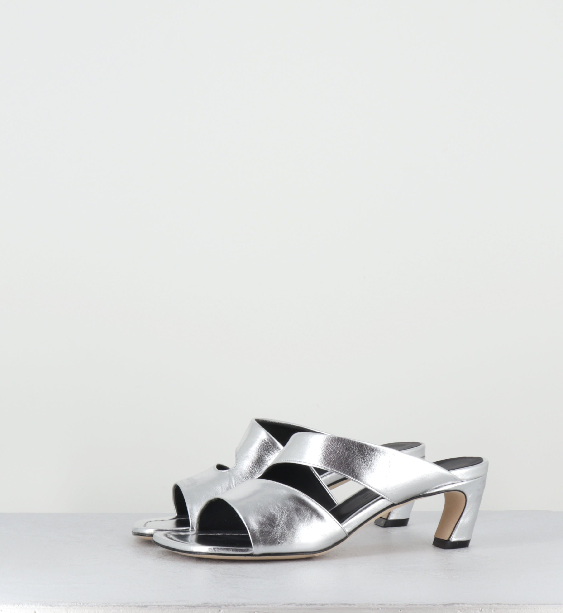 Mules en cuir argent bout carré - DDE26 NALA ARGENTO