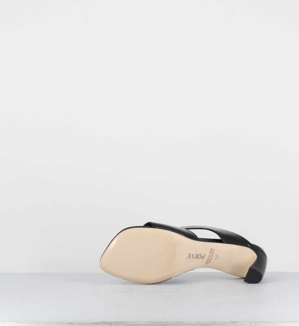 Mules en cuir vernis noir bout carré - DDE26 VENICE NERO