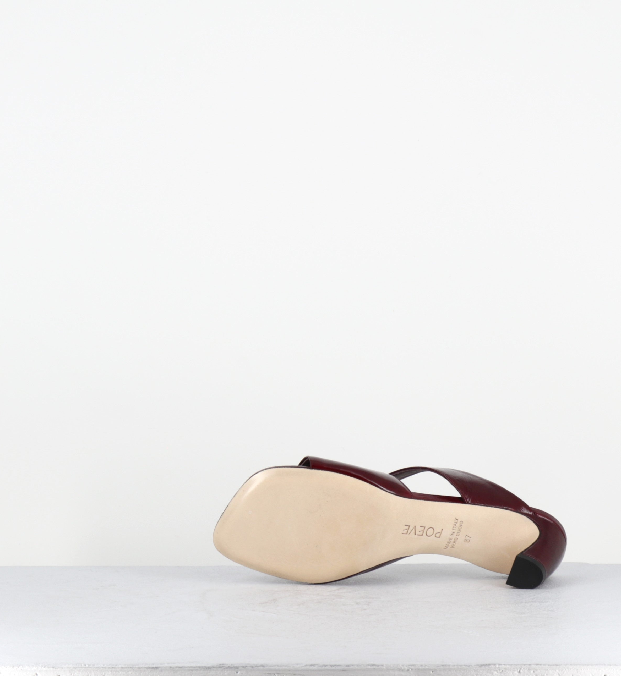 Mules en cuir vernis rouge bout carré - DDE26 VENICE RUBINO