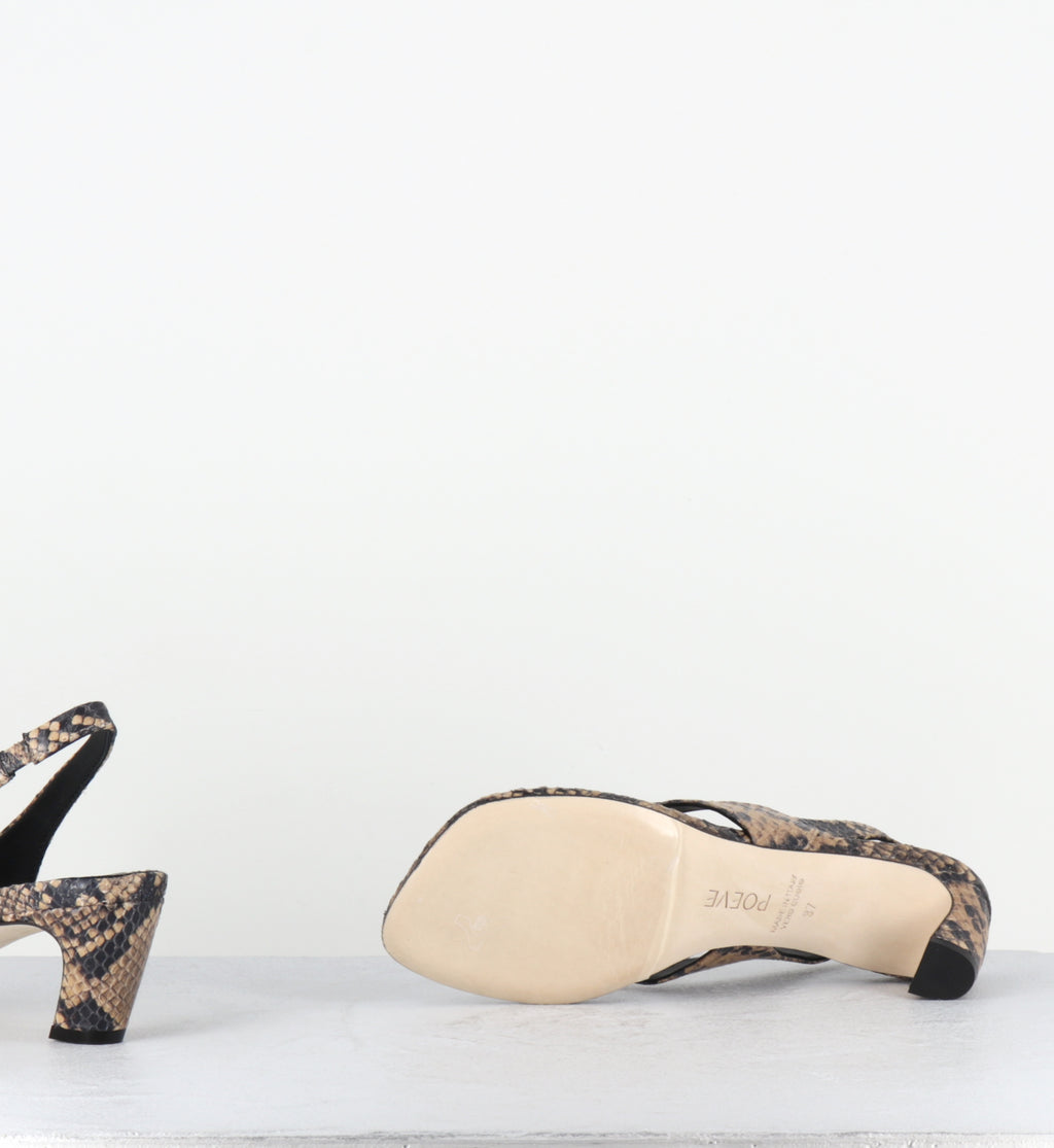 Tongs à talon en cuir serpent - DDE56 DIAMANTE SABBIA