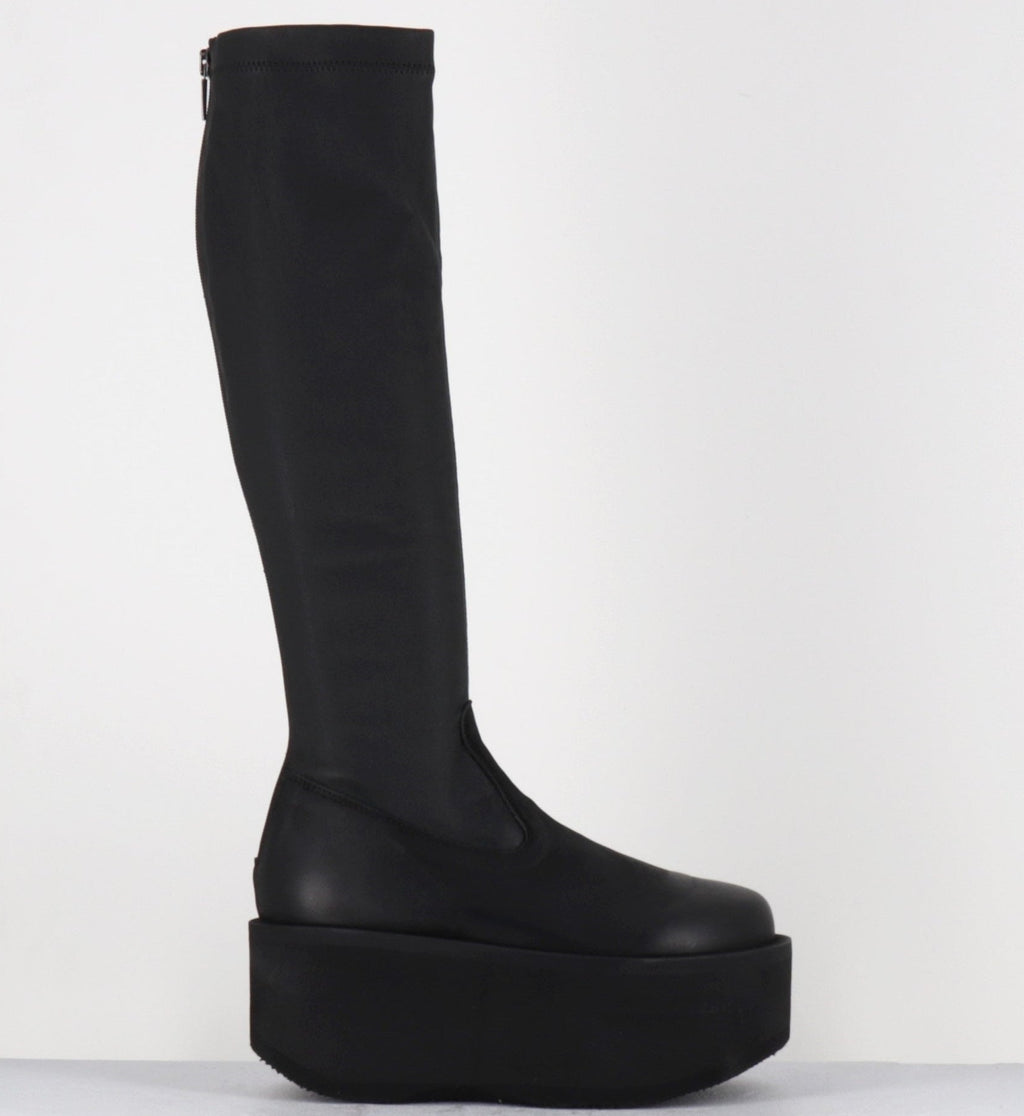 Bottes compensées stretch en cuir noir - 8940 GAS NERO