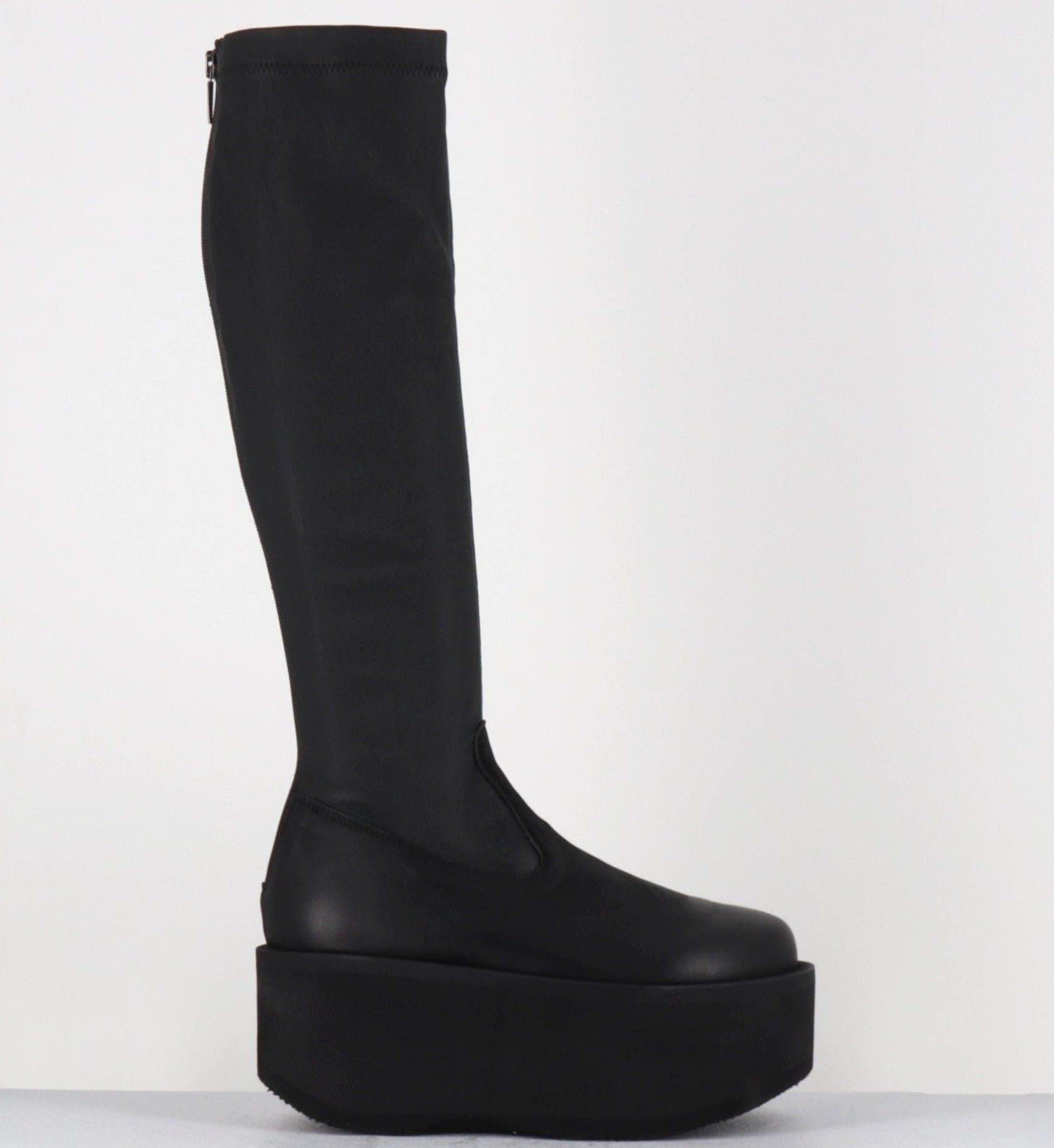 Bottes compensées stretch en cuir noir - 8940 GAS NERO