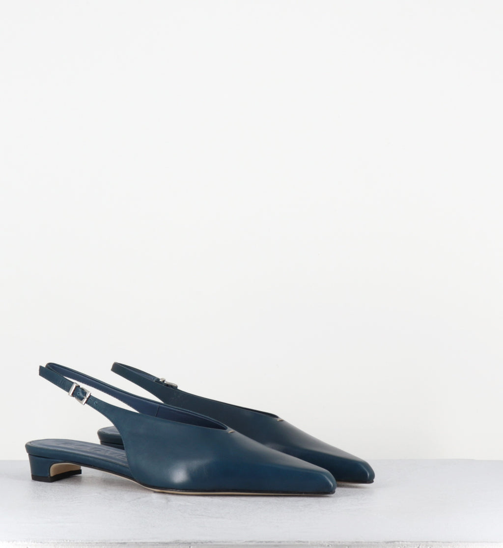 Slingback bout pointu bleu noir petit talon - OF55 PE26 PATHOS PETROL