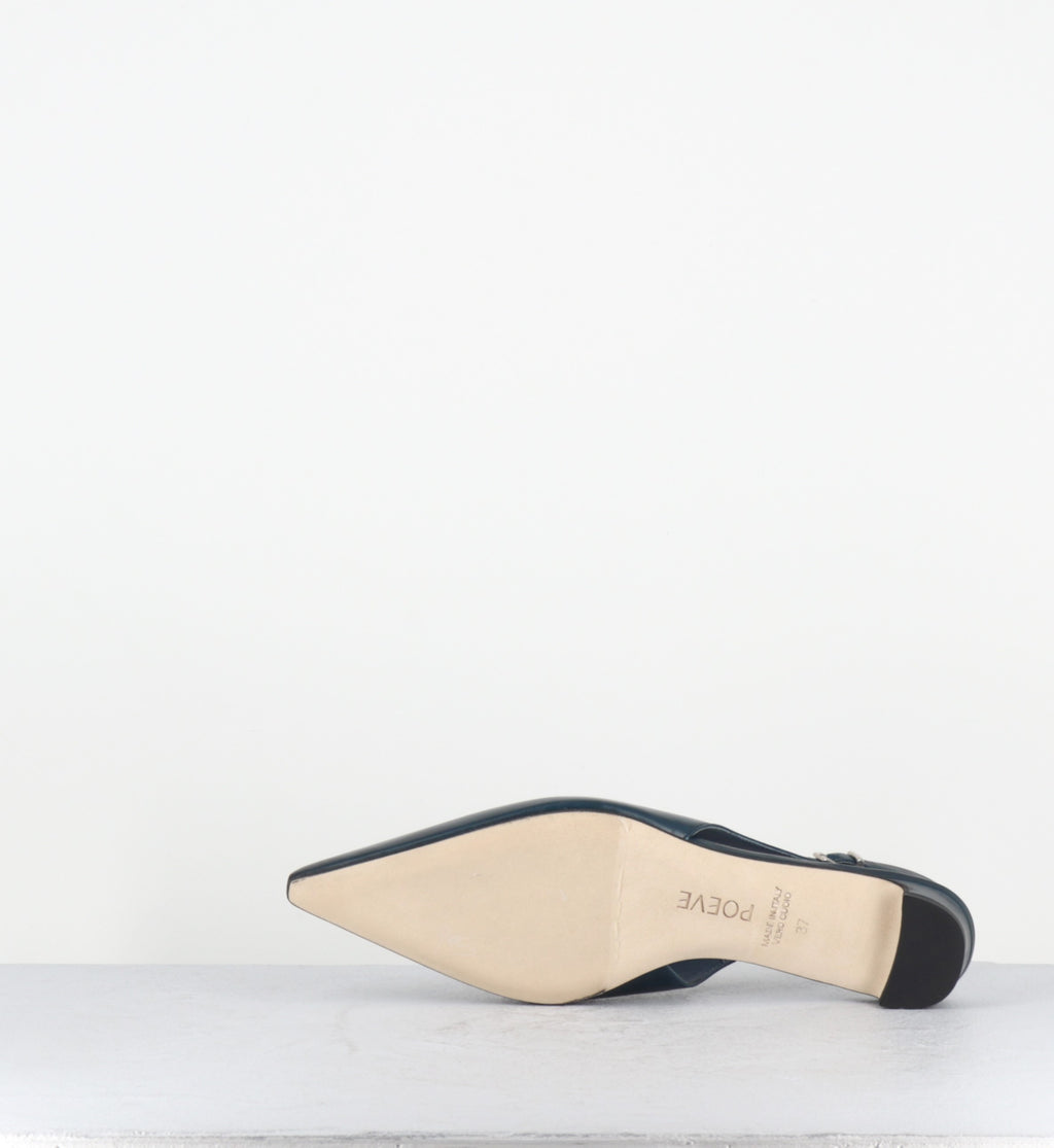 Slingback bout pointu bleu noir petit talon - OF55 PE26 PATHOS PETROL