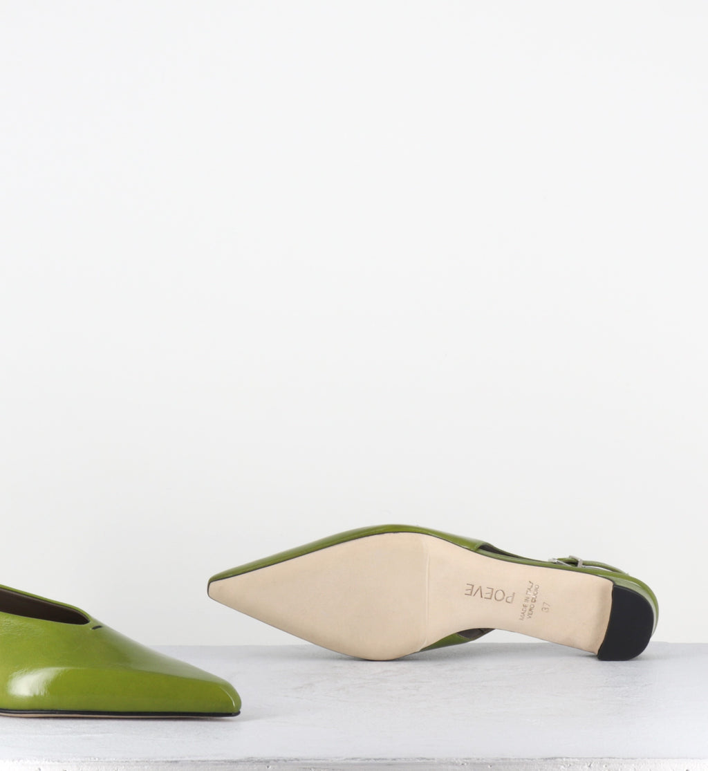 Slingback bout pointu cuir vert - OFF55 PE26 VENICE GREEN