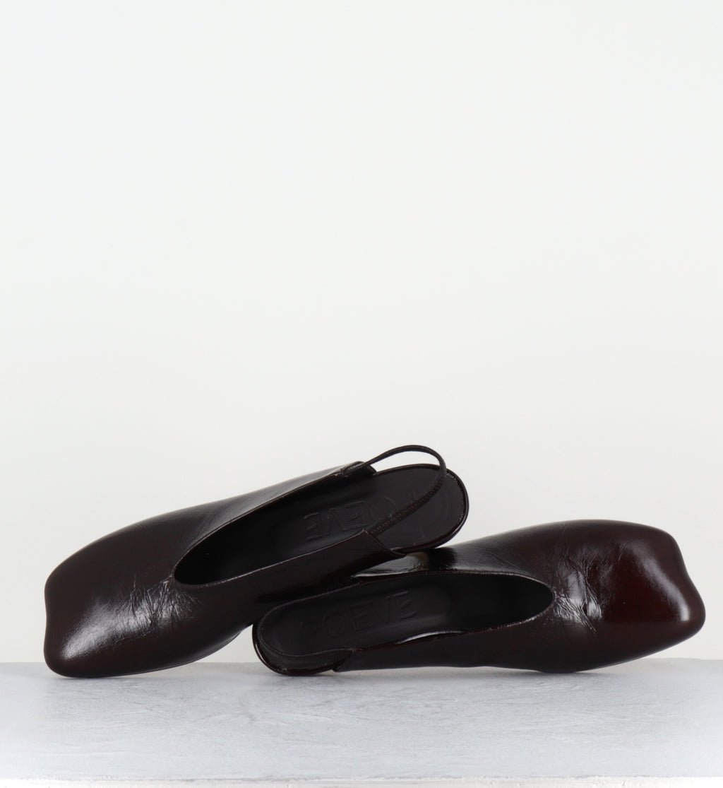 Slingback en cuir marron bout anatomique petit talon - TEL44 PE26 VENICE MOGANO