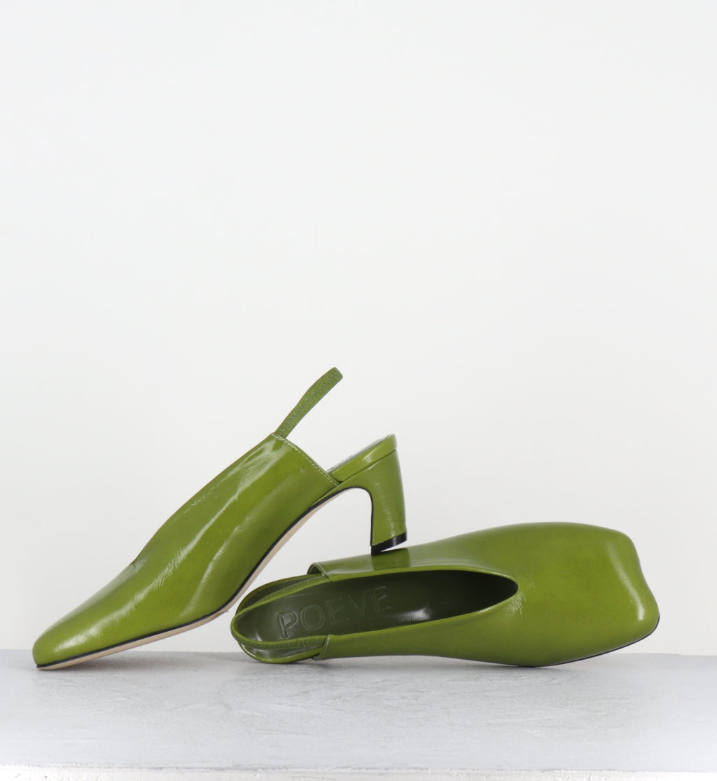 Slingback anatomique cuir vert - TEL44 PE26 VENICE APPLE GREEN