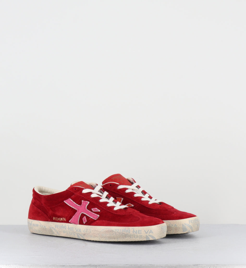 Seankers en daim rouge et cuir rose - DAVIDD 8102
