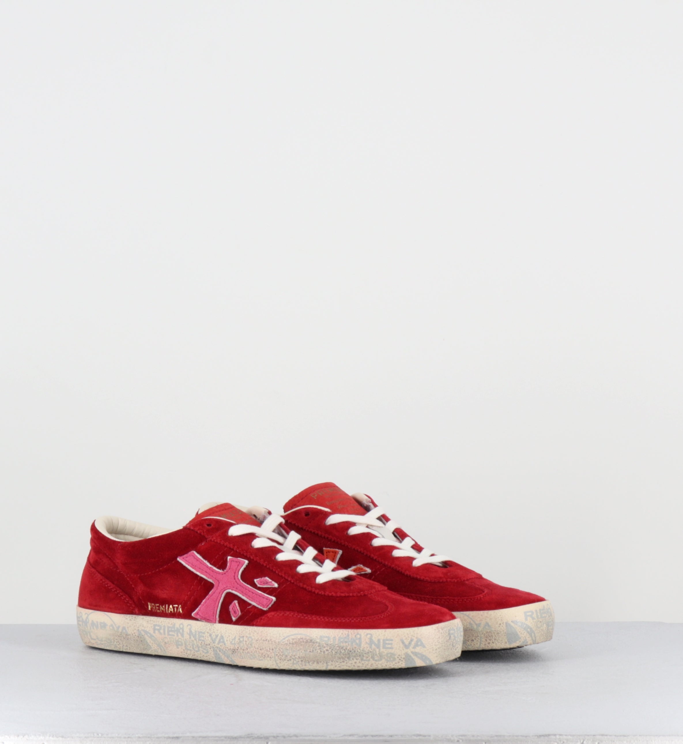Seankers en daim rouge et cuir rose - DAVIDD 8102