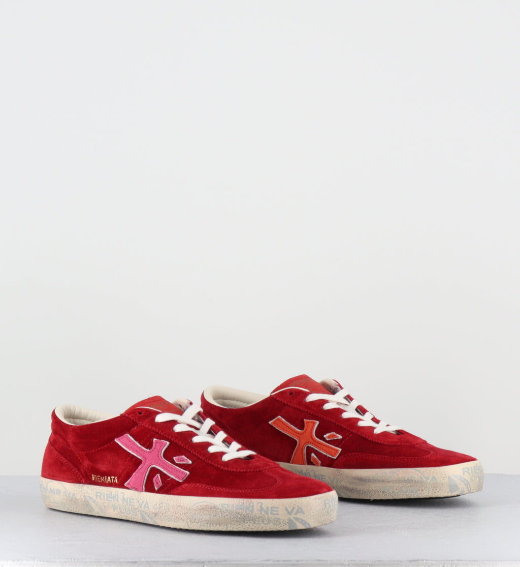Seankers en daim rouge et cuir rose - DAVIDD 8102