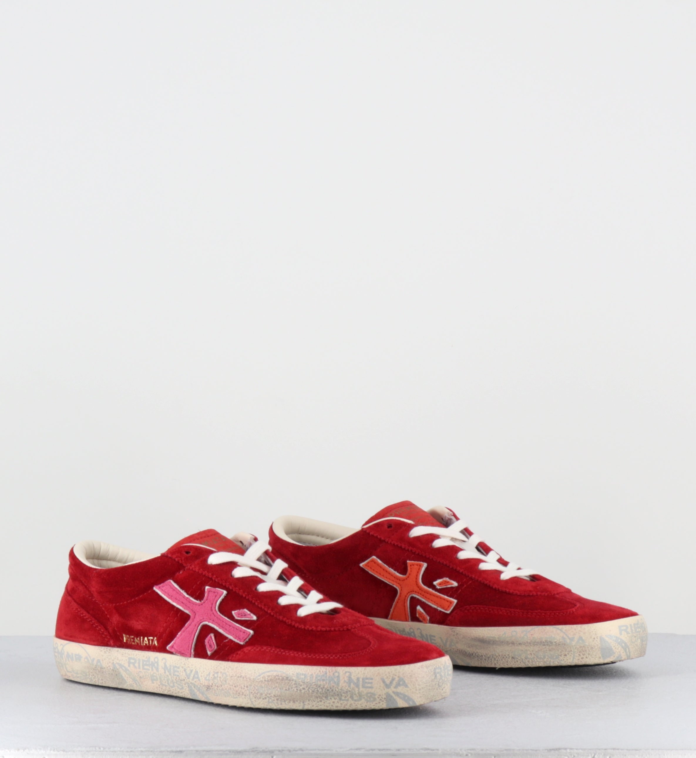 Seankers en daim rouge et cuir rose - DAVIDD 8102