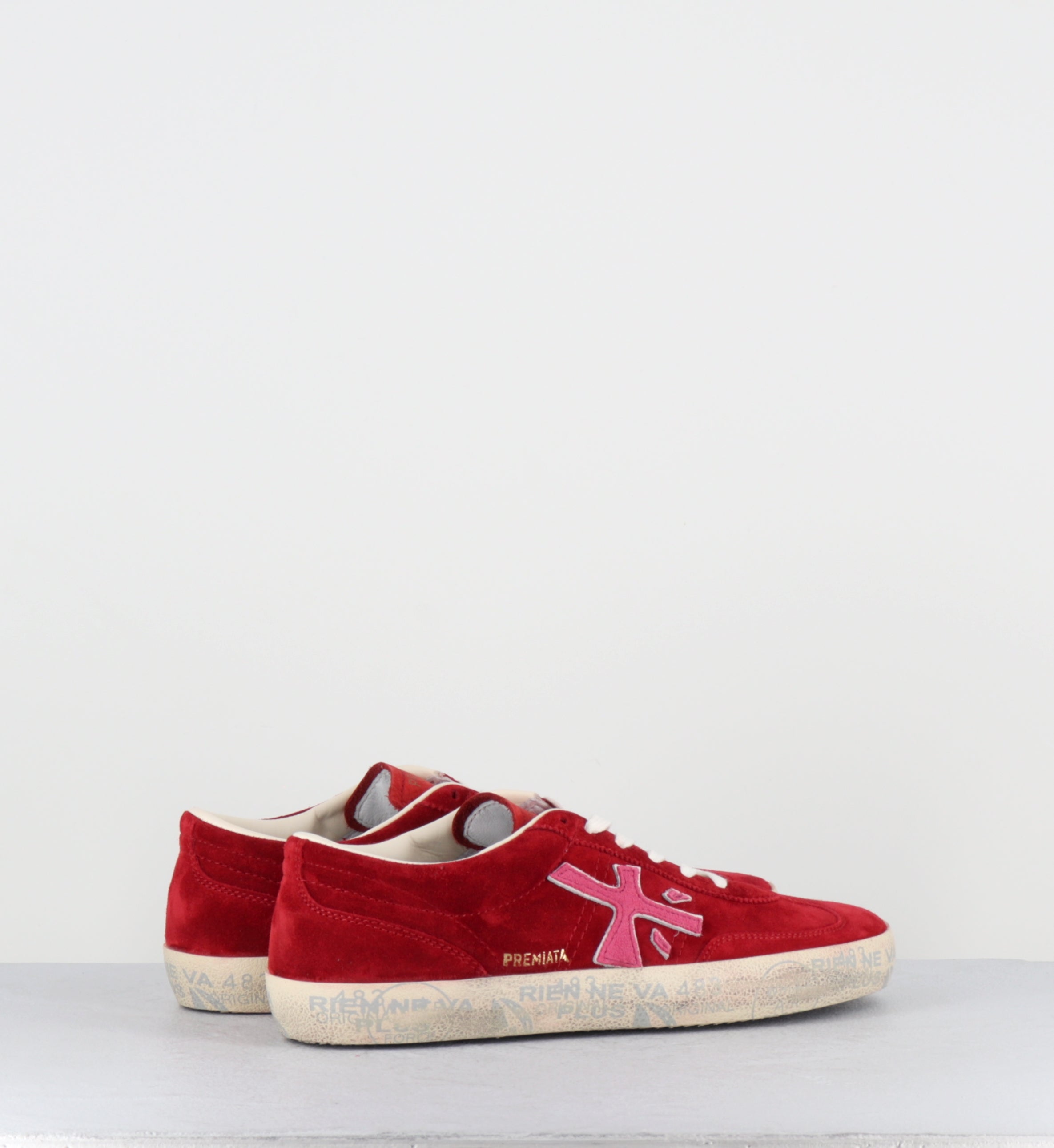 Seankers en daim rouge et cuir rose - DAVIDD 8102