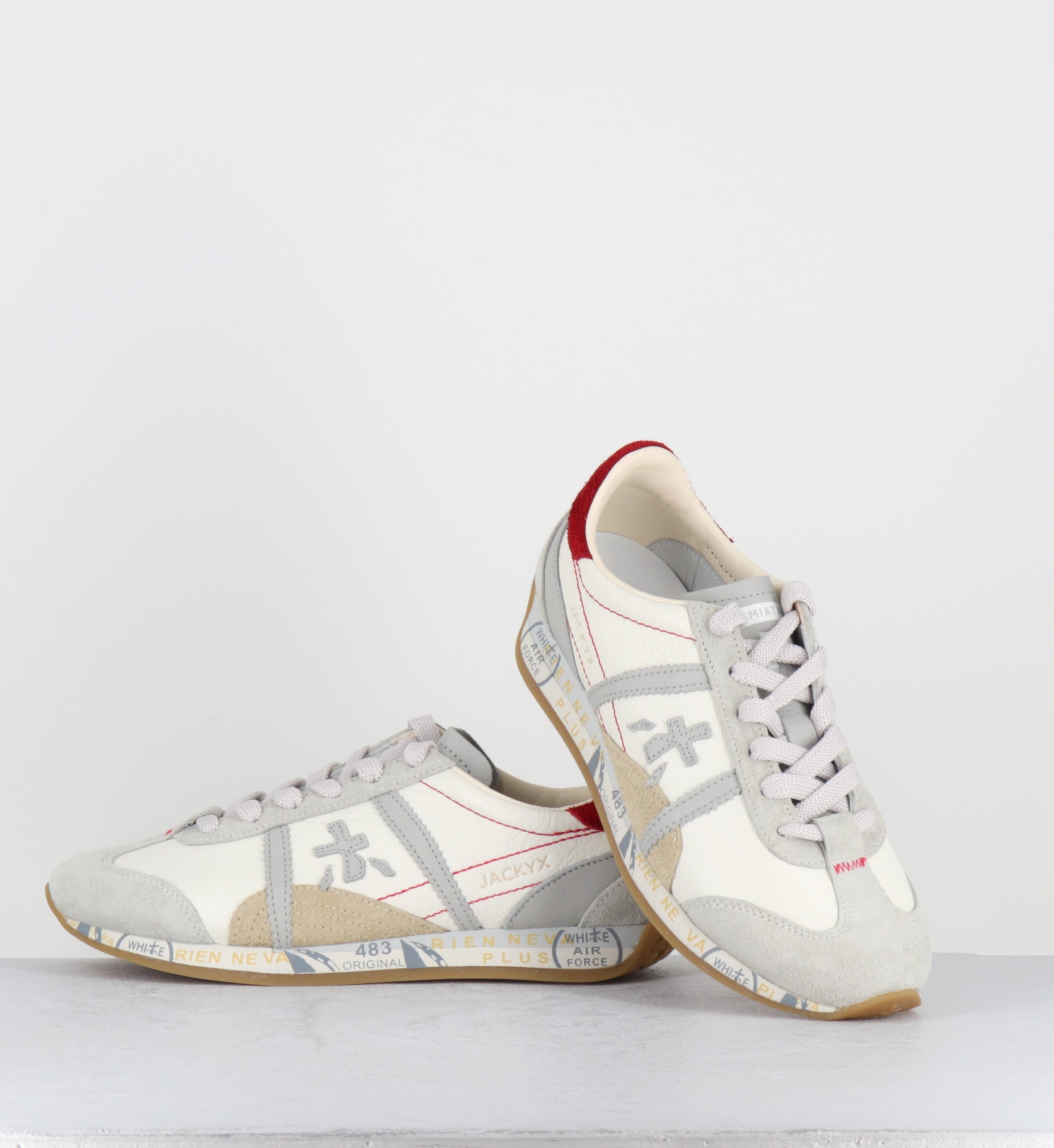Sneakers en cuir blanc beige - JACKYX25D 8225