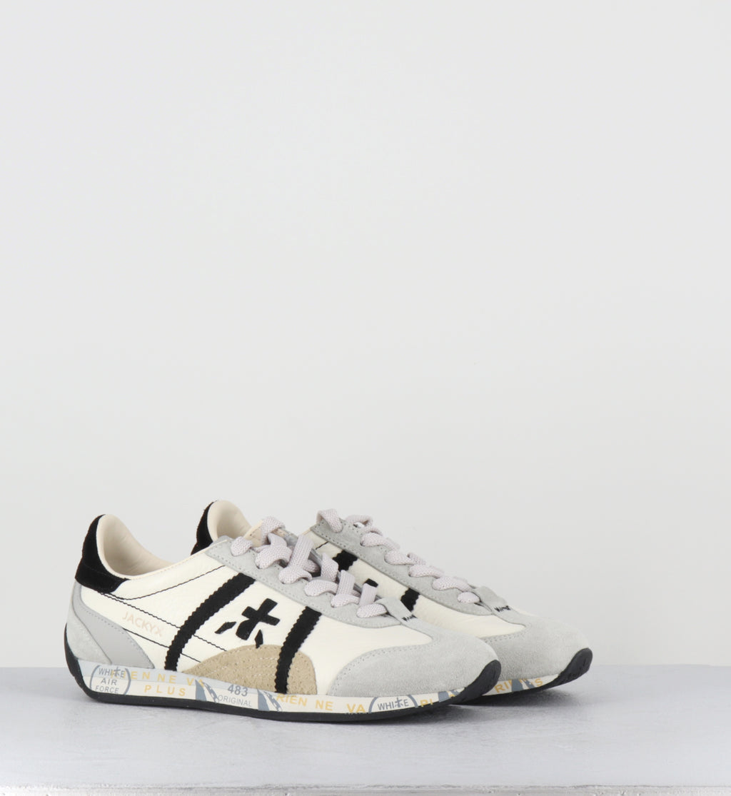 Sneakers en cuir blanc et noir - JACKYX25D 8222