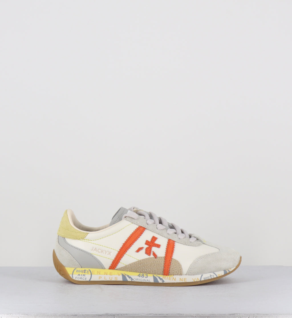 Sneakers en cuir blanc et orange - JACKYX25D 8227