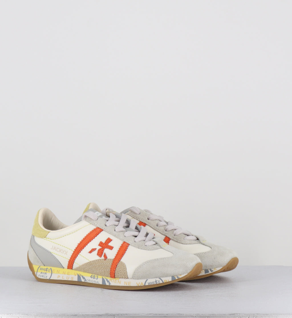 Sneakers en cuir blanc et orange - JACKYX25D 8227