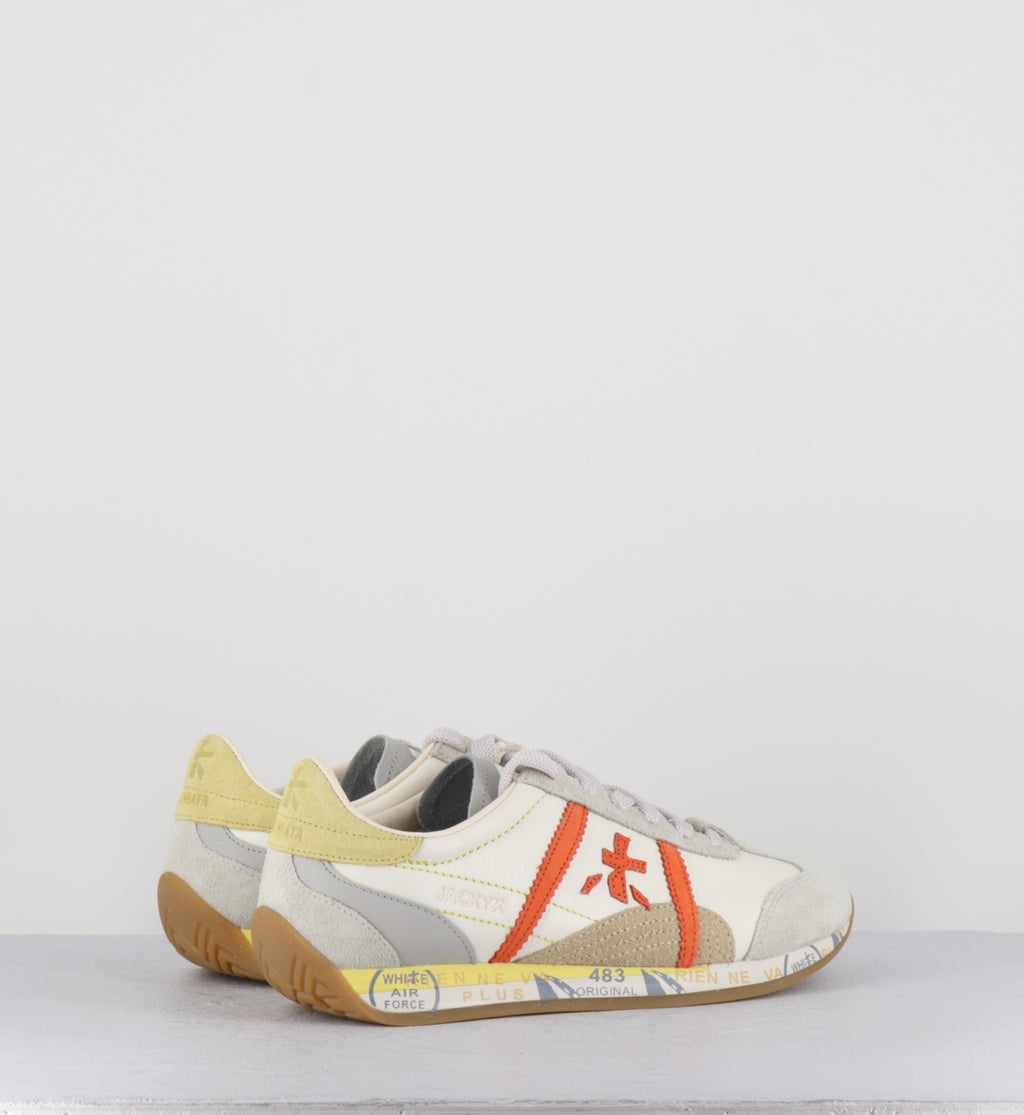 Sneakers en cuir blanc et orange - JACKYX25D 8227