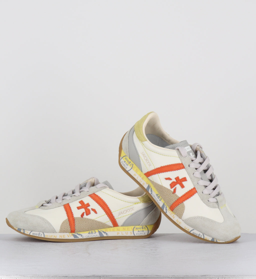 Sneakers en cuir blanc et orange - JACKYX25D 8227