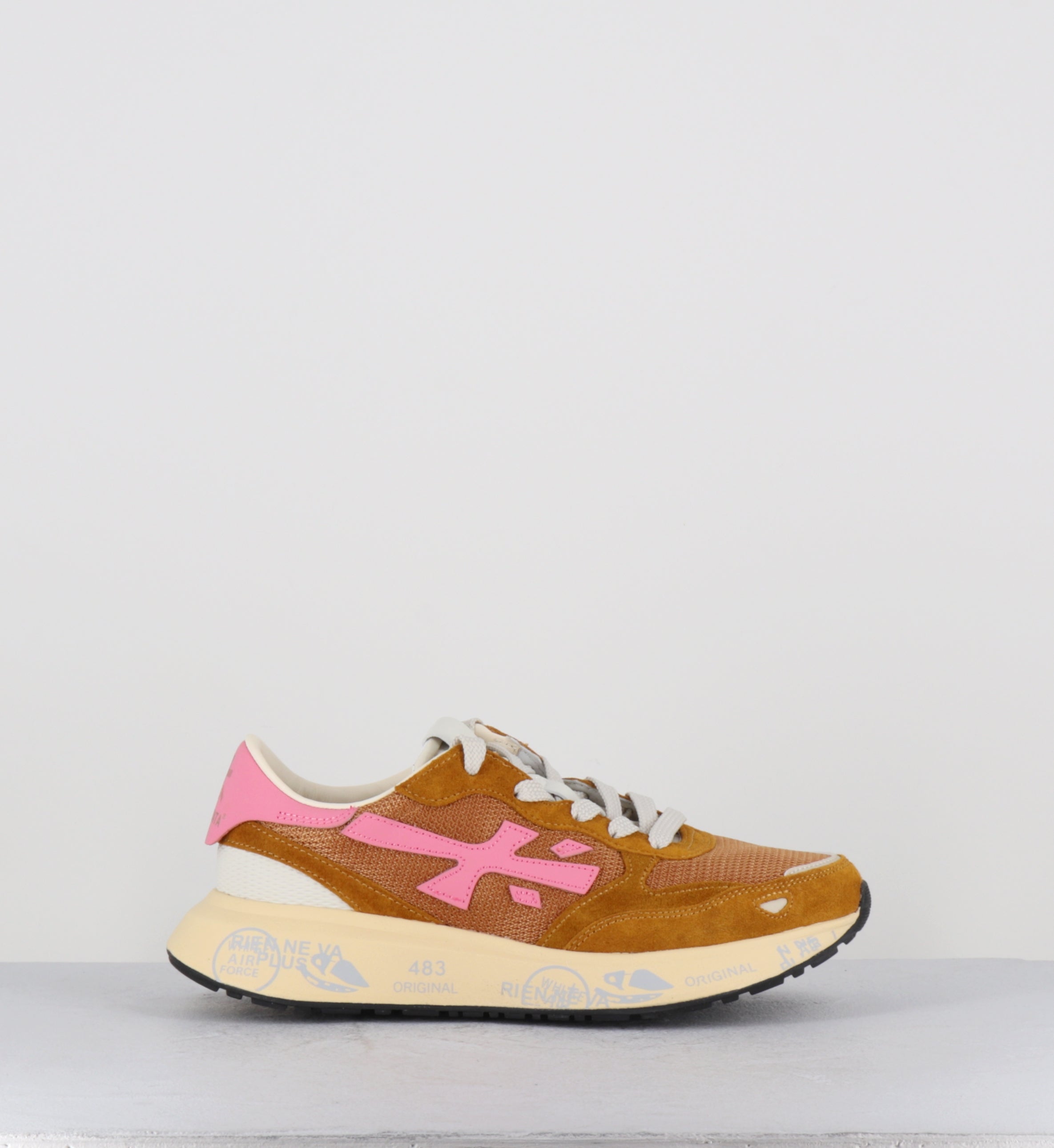 Sneakers daim camel et rose - LAURYN 8180