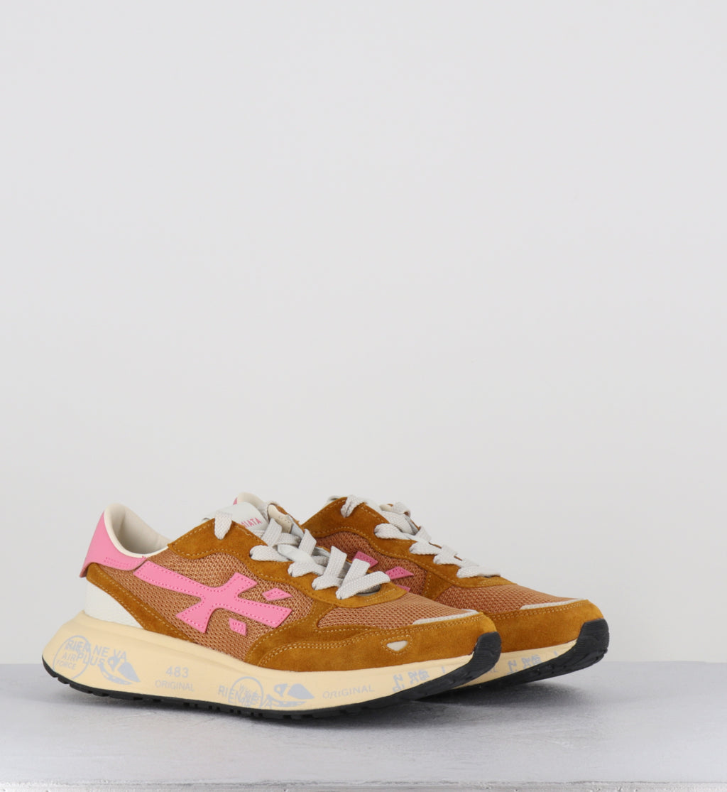 Sneakers daim camel et rose - LAURYN 8180