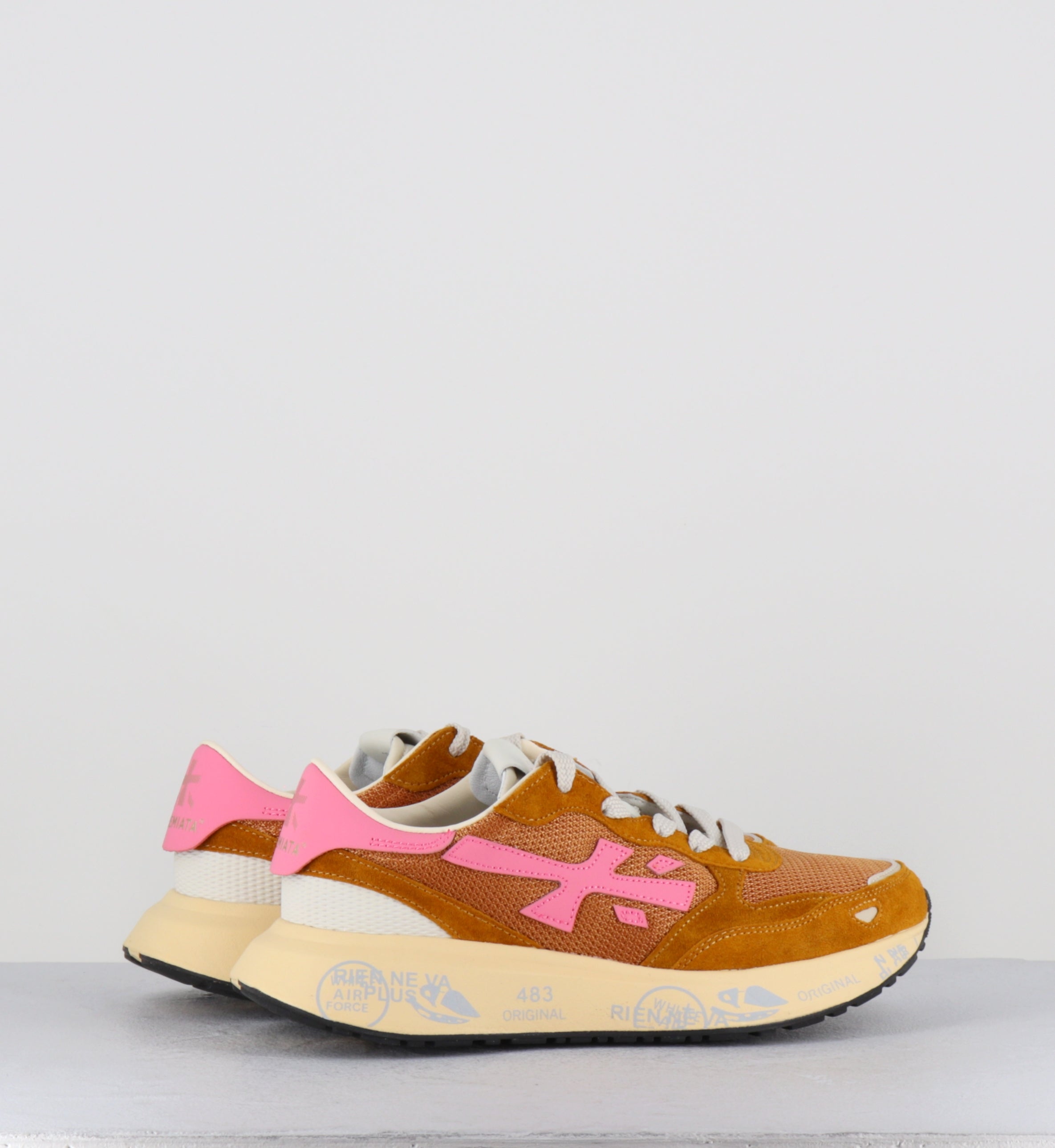 Sneakers daim camel et rose - LAURYN 8180