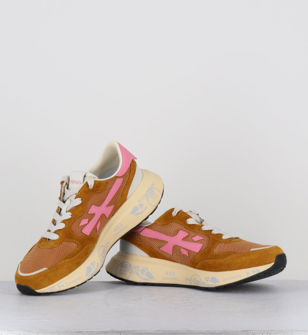 Sneakers daim camel et rose - LAURYN 8180