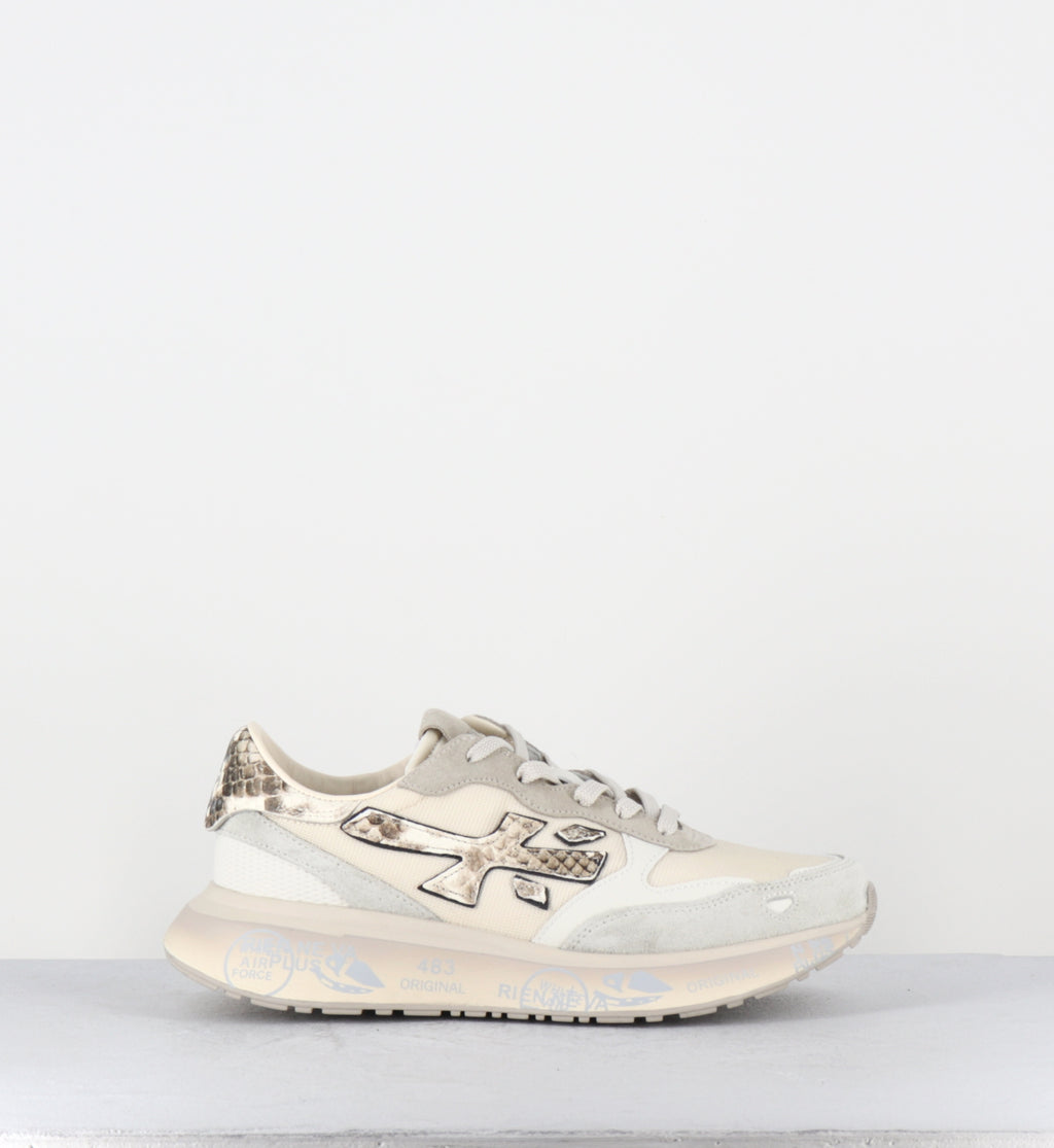 Sneakers toile beige imprimé serpent - LAURYN  8183
