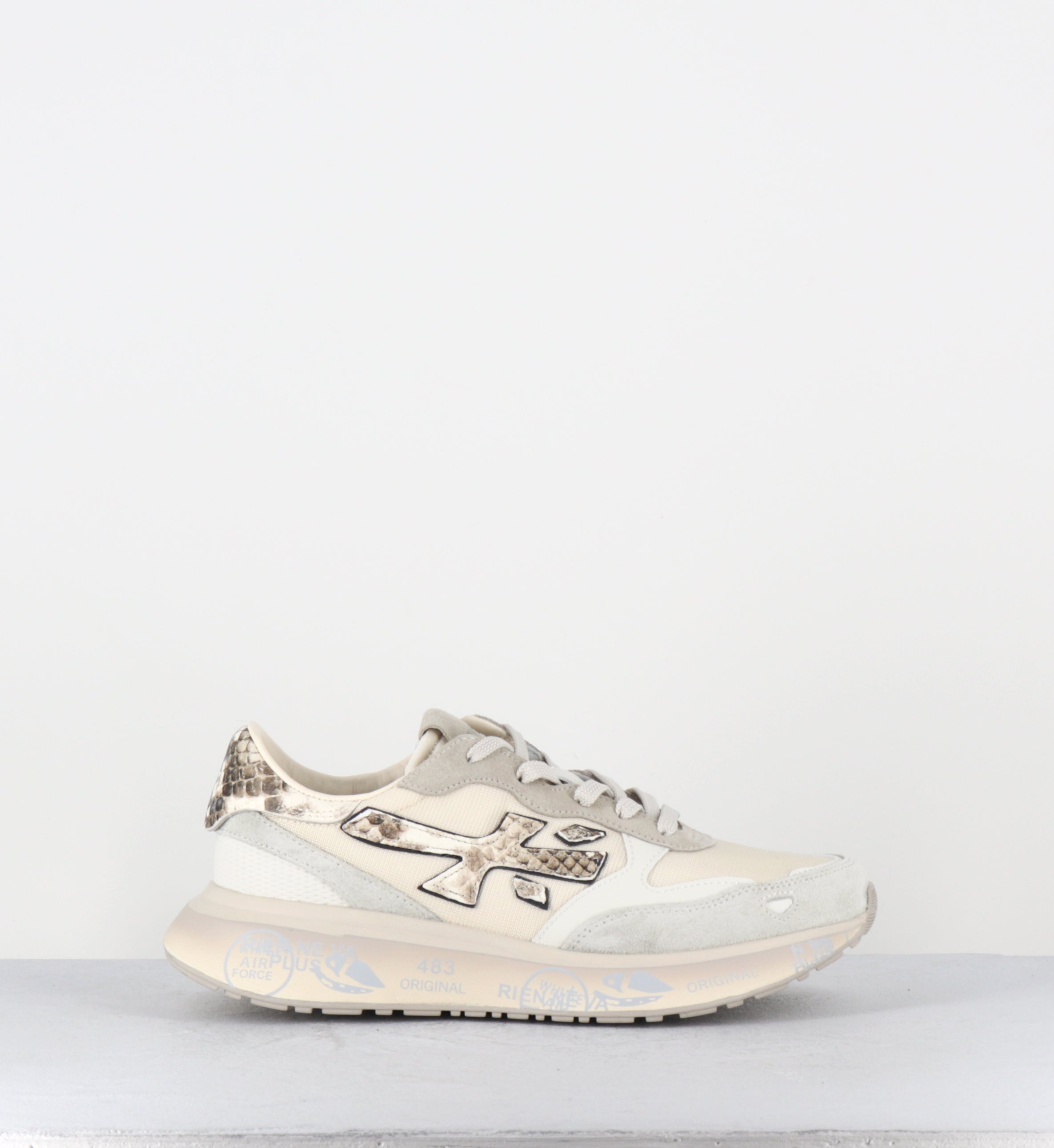 Sneakers toile beige imprimé serpent - LAURYN  8183