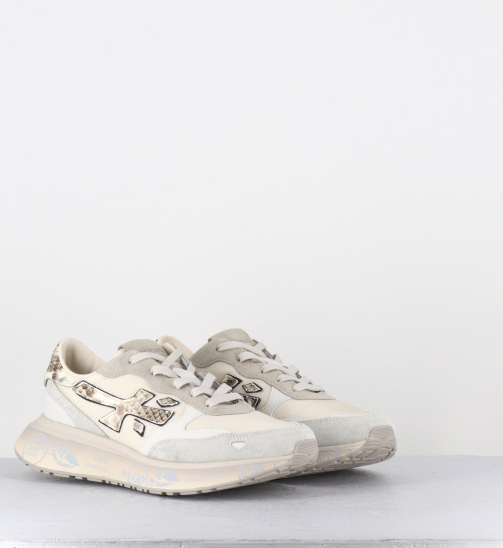 Sneakers toile beige imprimé serpent - LAURYN  8183